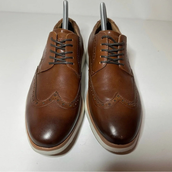 Florsheim Mens Dash Wingtip Oxforfd Shoes Brown Leather Lace Up Size 7M - Picture 1 of 9